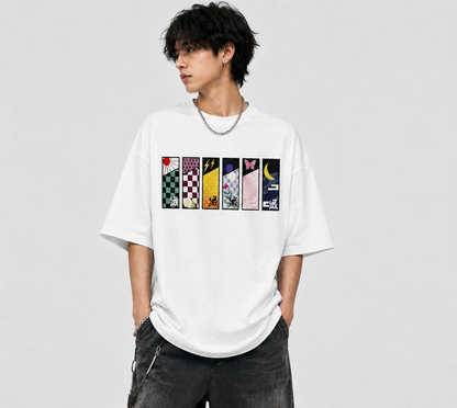BeePunch – Demon Slayer Eyes Oversized Anime T-Shirt | Premium Heavyweight Cotton |