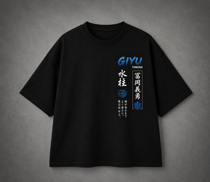 BeePunch Exclusive – Giyu Tomioka Oversized Anime T-Shirt | Premium 240 GSM French Terry | Demon Slayer Streetwear