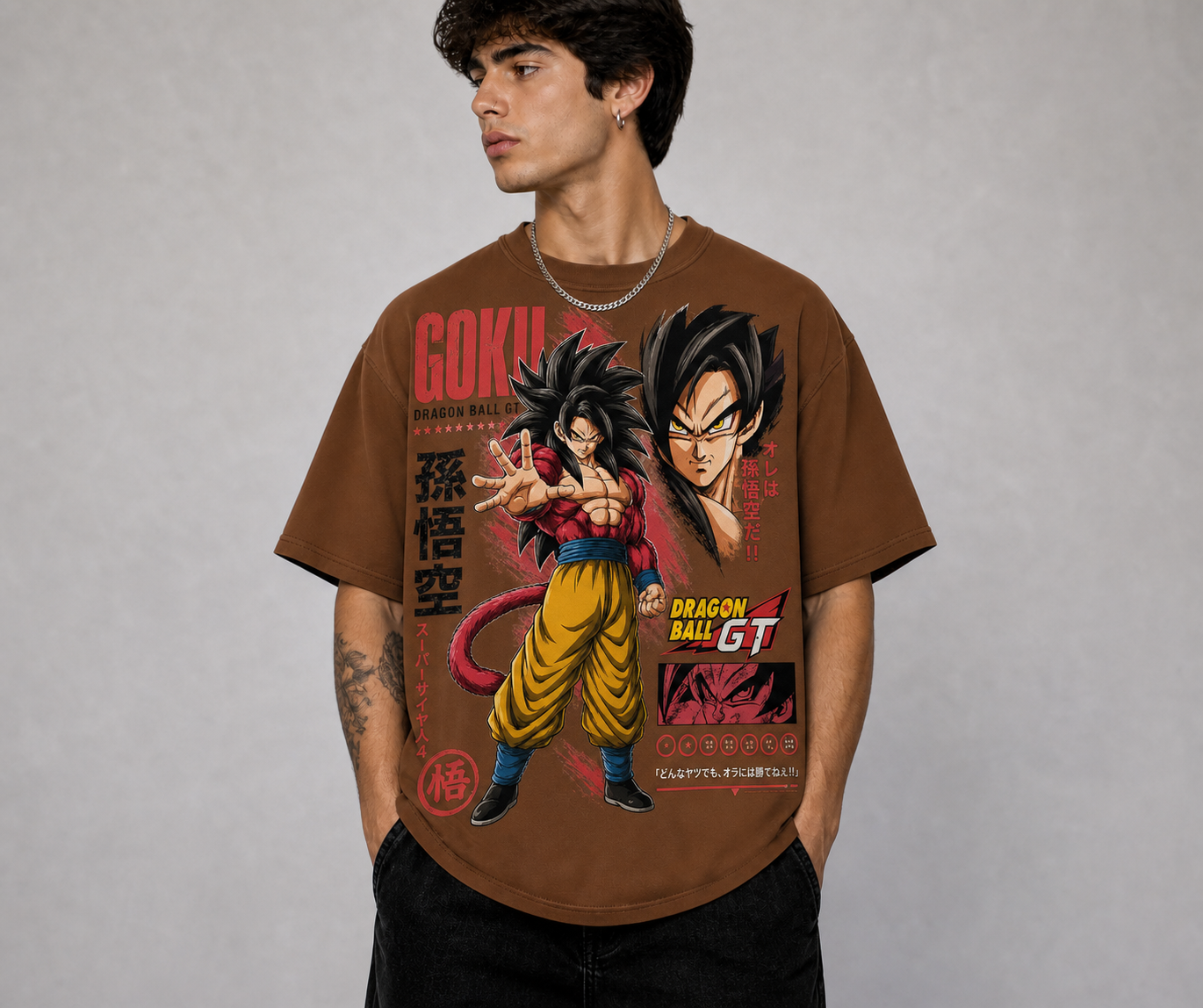 SSJ4 Goku oversized anime T-shirt front view