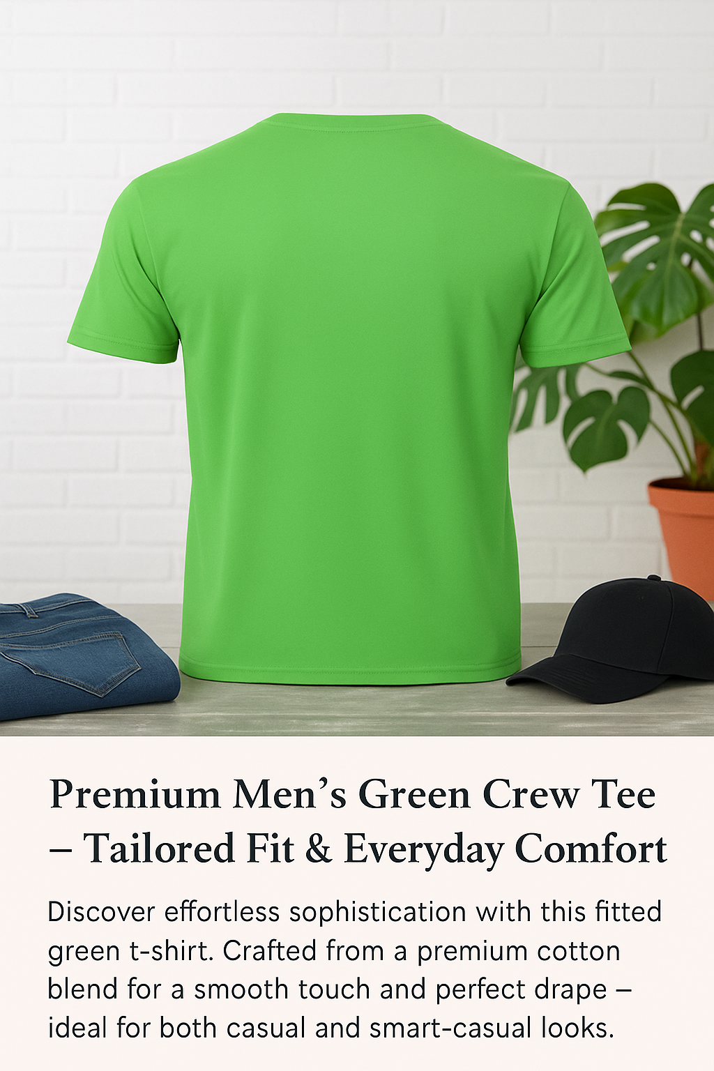 Classic Men’s Green Crew Neck T-Shirt – Soft, Breathable & Stylish Everyday Wear