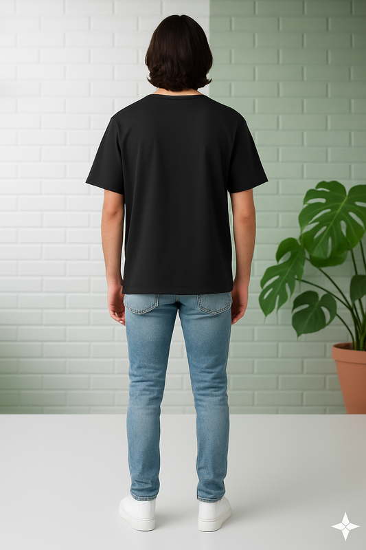 Premium Oversized Black Crew Neck T-Shirt – Relaxed Fit, Modern Edge