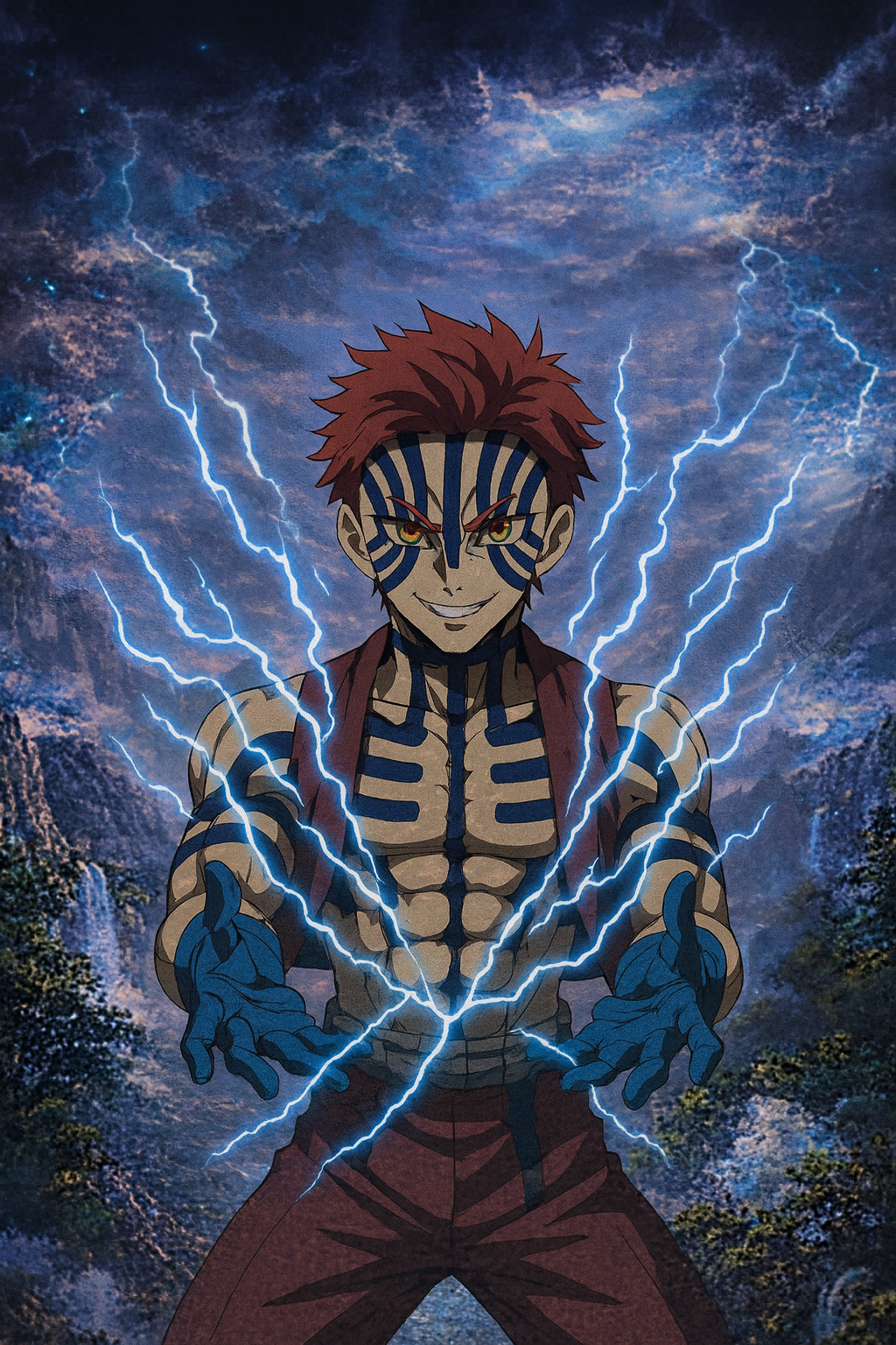 Anime Thunder Akaza Tee – Premium Streetwear Oversize