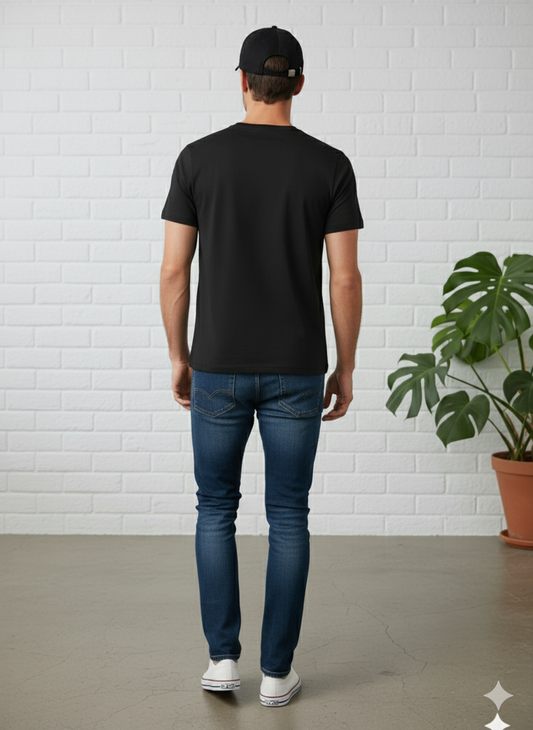 Men's Premium Black Crewneck T-Shirt | Soft Cotton Basic Tee