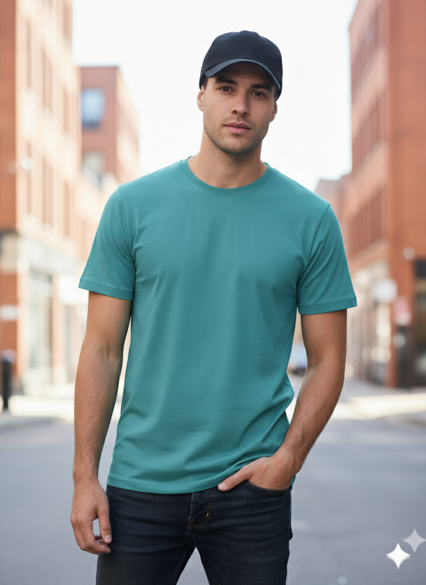 BeePunch Classic Teal Crew Neck T-Shirt | Everyday Comfort. Streetwear Confidence.