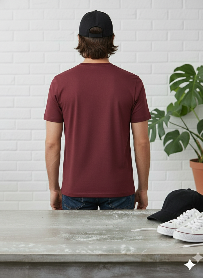 The Classic Maroon Crewneck Tee: Men's Tailored Comfort T-Shirt