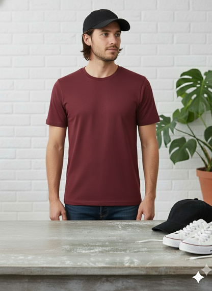 The Classic Maroon Crewneck Tee: Men's Tailored Comfort T-Shirt