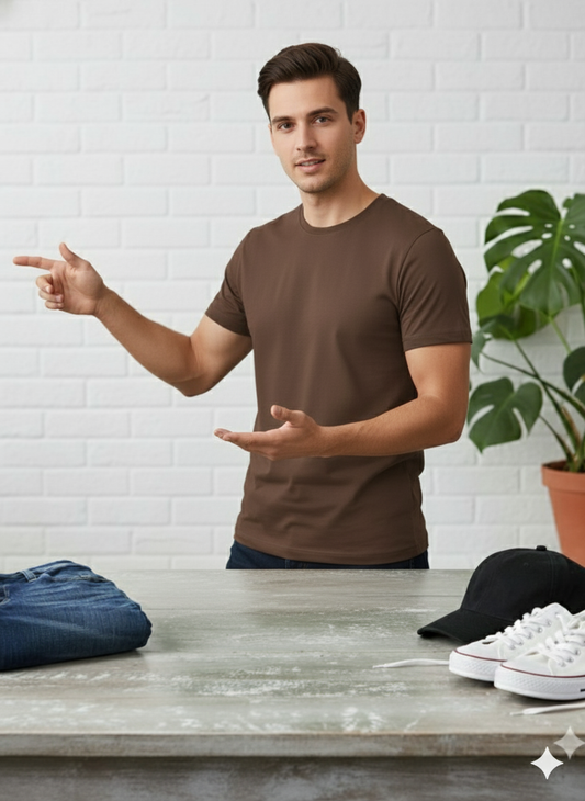 🎯 Classic Short-Sleeve Brown T-Shirt for Men: The Ultimate Everyday Essential