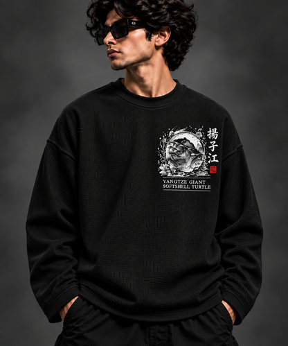 BeePunch Yangtze Softshell Turtle Full Sleeve T-Shirt – Black