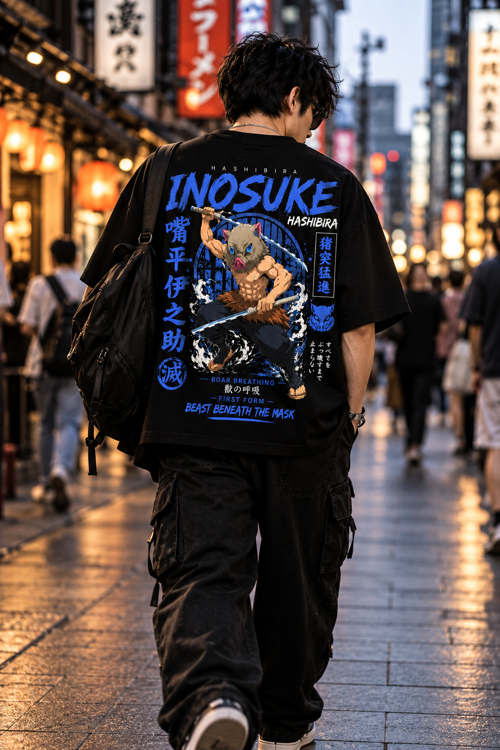 BeePunch Inosuke Hashibira Oversized Anime T-Shirt