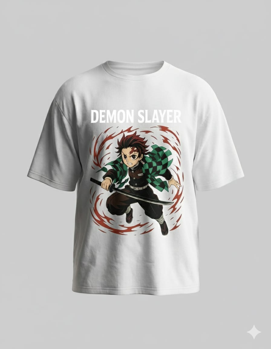 Demon Slayer Tanjiro Oversized T-Shirt | Premium 3D Anime Print | Unisex Streetwear Tee