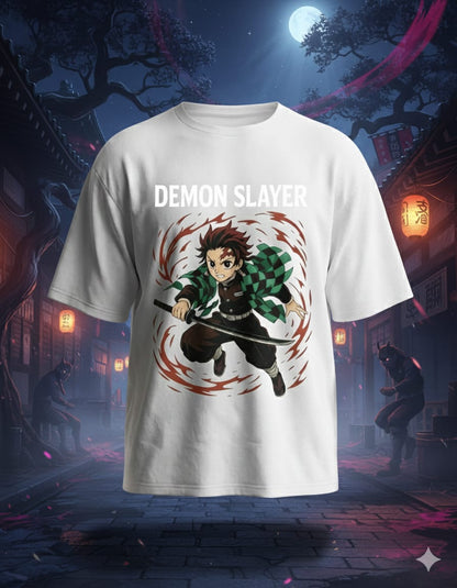 Demon Slayer Tanjiro Oversized T-Shirt | Premium 3D Anime Print | Unisex Streetwear Tee