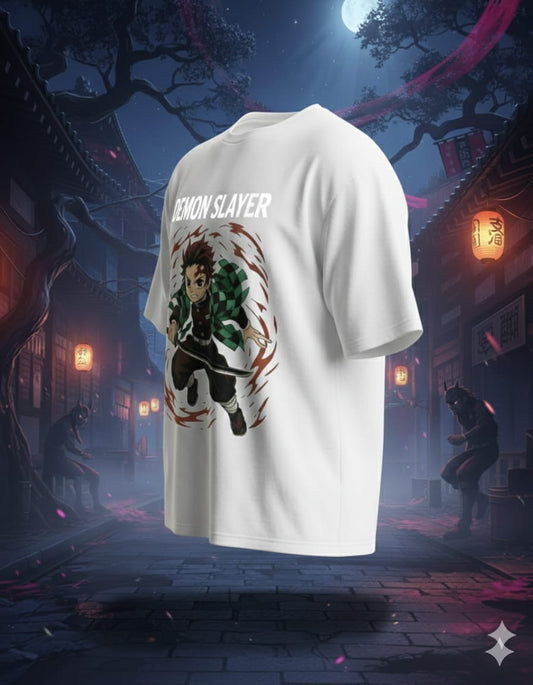 Demon Slayer Tanjiro Oversized T-Shirt | Premium 3D Anime Print | Unisex Streetwear Tee