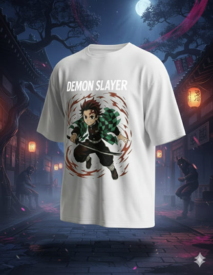 Demon Slayer Tanjiro Oversized T-Shirt | Premium 3D Anime Print | Unisex Streetwear Tee