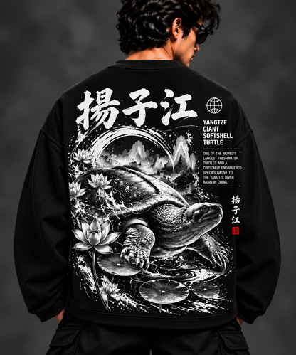 BeePunch Yangtze Softshell Turtle Full Sleeve T-Shirt – Black