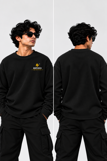 BeePunch Black Waffle Oversized T-Shirt – 240 GSM