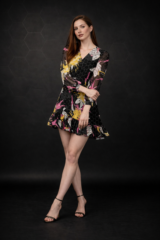 BeePunch Women’s Floral Mesh Skater Dress