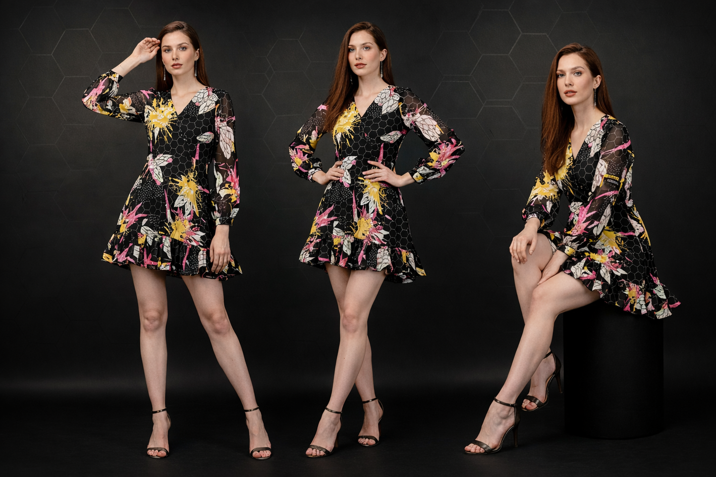 BeePunch Women’s Floral Mesh Skater Dress