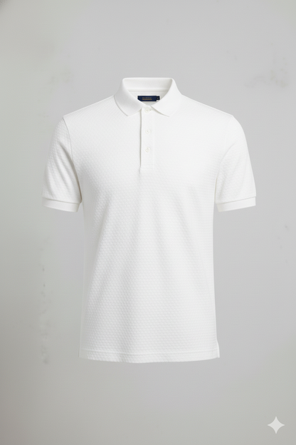 Men's Classic White honeycomb Polo Shirt