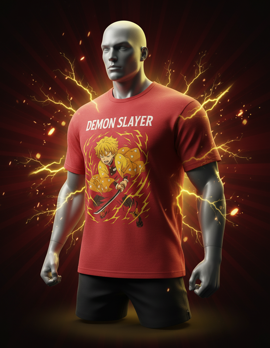 Demon Slayer Zenitsu Oversized T-Shirt – Thunder Breathing Edition | Premium 3D Anime Print | Unisex Streetwear