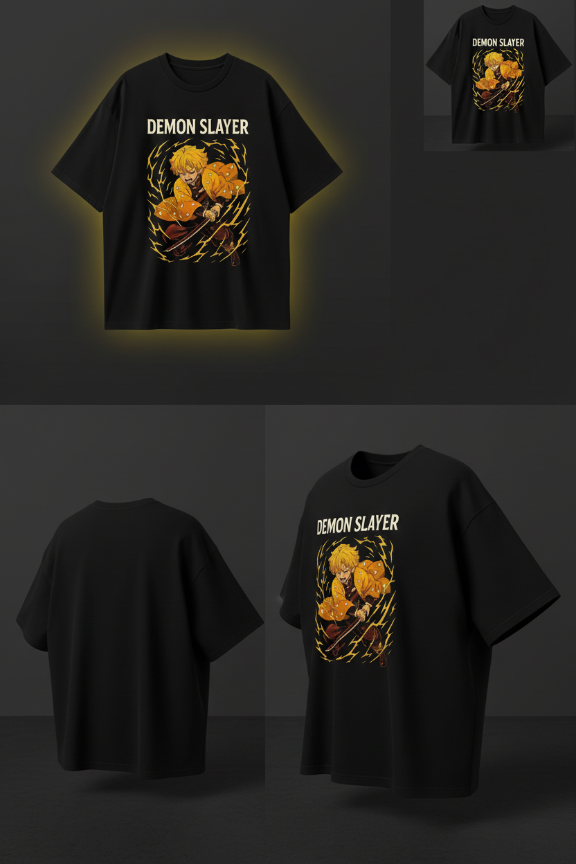 Demon Slayer Oversized T‑Shirt – Zenitsu Inspired Anime Graphic Tee