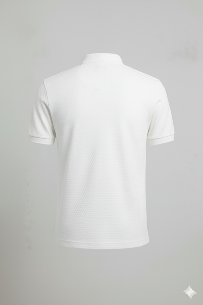 Men's Classic White honeycomb Polo Shirt